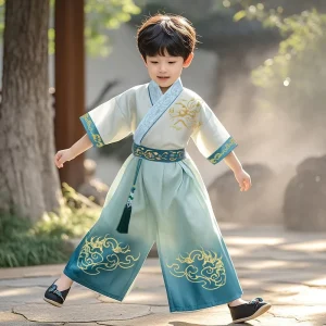 Chinese Traditional Hanfu Tang Suit Boys Outfit Costume Kids Clothing Toddler Oriental Style Classic Party Wear Top Pants
