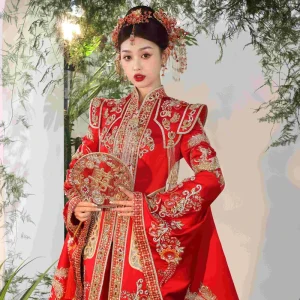 Chinese Women’s Style Phoenix Embroidered Chinese Wedding Dress
