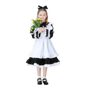 Classic French Maid Costume Black White Kids Maid Costume