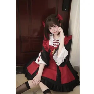 Classic Maid Cosplay Costume Dress with Apron and Headdress