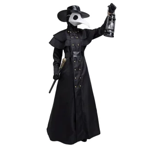 Classic Medieval Halloween Costume for Adults Steampunk Style Plague Doctor Costume Crow Beak Bird Cosplay Costume