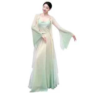 Classical Dance Training Suit Body-Grace Gauze Garment Chinese Dance Costume Women’s Flowing Top