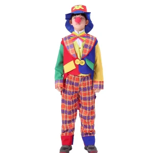 Classical Funny Colorful Clown Jumpsuit Fancy Dress Halloween Costume for Kids Carnival Party Girls Polyester