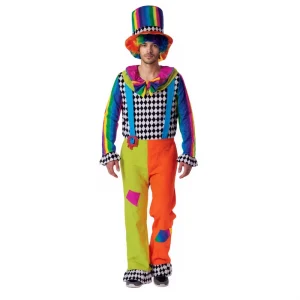 Colorful Adult Clown Outfit for Birthday Party and Circus Performance