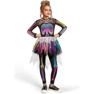 Colorful Halloween Skeleton Costume Set for Girls