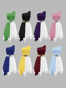 Contemporary Ballet Stage Dance Costume Performance Wear for Girls Adults Training Liturgical Praise Dresses Spandex Nylon