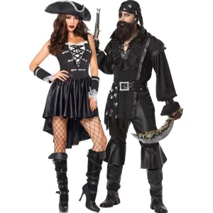 Cosplay Adult Unisex Pirate Unisex Pirate Costume Carnival Stage Performance Outfit Party Women&man Clothing
