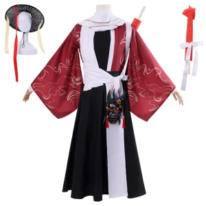 Cosplay Costume Set with Paper Umbrella and Darts Bureau Outfit