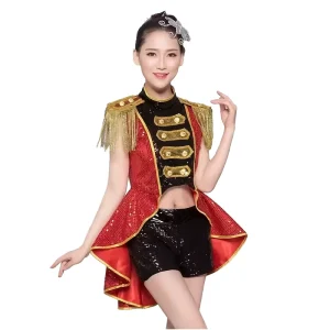Costumes Nightclub Bar DJ Singer Sexy Stage Costume Red Tassels Dress Party Jazz Dance Performance Clothing 100% Polyester