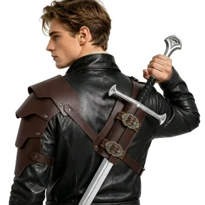 Cross border 2 in 1 Medieval Shoulder Harness Back Mounted Sword Sheath Viking Renaissance Armor Halloween Cosplay Costume Props