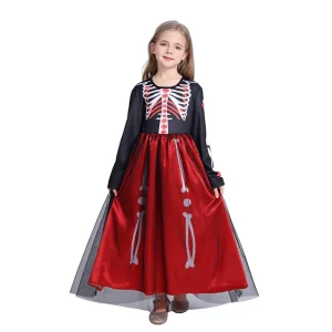 Cross border Children’s Halloween Costumes Cosplay Skeleton Vampire Ghost Bride Witch Demon Outfits for Role Playing Polyester