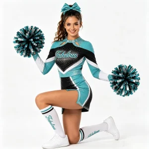 Custom Adult Cheerleading Uniform Set Stretch Spandex Rhinestone Competition Dress