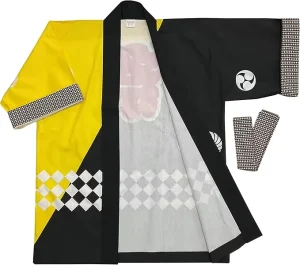 Custom Anime Expo Happi Coat with Lucky Japanese Festival Pattern Breathable Fabric for Cosplay Kimono Style Events