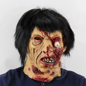 Custom Black-Haired Zombie Latex Halloween Mask