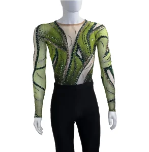 Custom Bodysuits Men Stage Dance Performance Wear Figure Skating Training Dancewear Latin Dance Costume Gymnastics