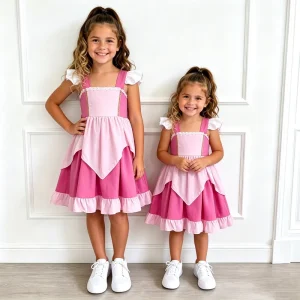 Custom Boutique High Quality Bamboo Fiber Sleeping Beauty Color Block Party Princess Dress for Girls