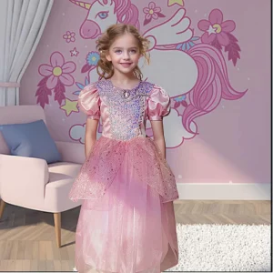 Custom Classical Pink Girls Princess Dress up Kids Girl’s Elegant Party Dress Costumes Birthday Party Princess Dresses