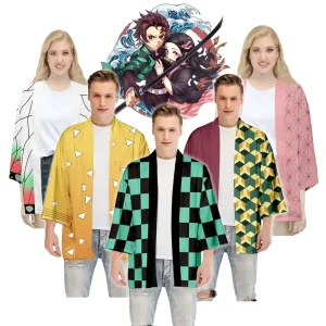Custom Costume Kimono Jackets Fashion Summer Demon Slayer Kimetsu No Yaiba Print Japanese Cosplay Kimono