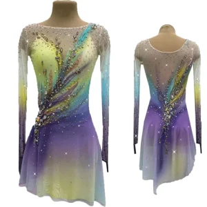 Custom Figure Skating Dress Girls Teens Purple Ice Skating Dresses Competition Ballroom Gym and Fitness Costumes Women