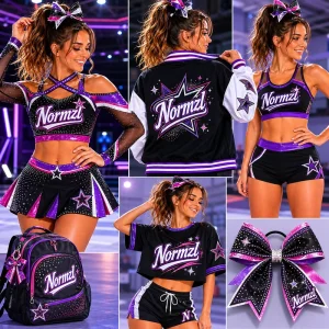 Custom Logo Cheerleading Uniform Spandex Performance Costume Set for Girls