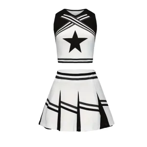 Custom Logo Cheerleading Uniform White Sleeveless Spandex Top and Shorts