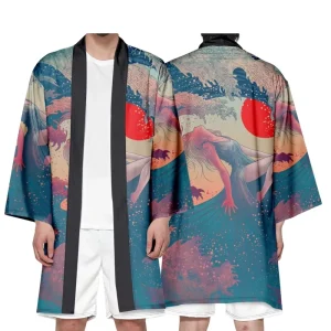 Custom Logo Ukiyo e Taoist Robe Customized Single Item Chinese Style Hanfu Cardigan Kimono Clothing for Asia Pacific Islands