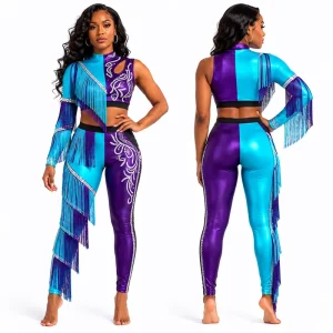 Custom Metallic Majorette Dance Uniforms Sequin Fringe Stage Performance Wear Professional Dancer Outfits