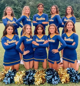 Custom Navy Blue High School Cheerleading Uniform Set