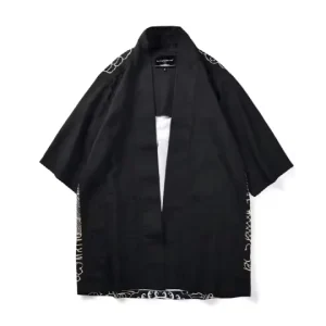 Custom Print Peking Opera Mask Chinese Traditional Costume Japanese Kimono Judo Unisex Jacket 100% Polyester Lightweight Front