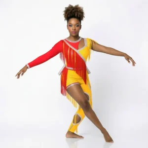 Custom Sequin Fringe Majorette Performance Wear Metallic Fabric Stage Performance Wear Small MOQ