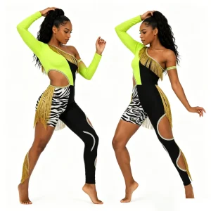 Custom Sequin Majorette Performance Wear Metallic Fringe Spandex Stage Dance Costume for Competition High end Sparkly