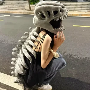 Custom Wearable Plush Dinosaur Skeleton Costume for Halloween Parties