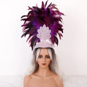 Customizable Color Rhinestone Feather Headwear for Holiday Parade Stage Costumes and Accessories
