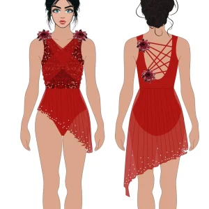 Customizable Red Elegant Girls Ballet Dress Heat Transfer Printed Fast Factory Delivery for Children’s Performance Wear