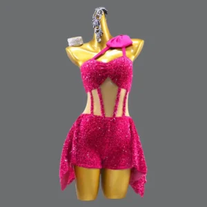Customizable Sexy Sequins Spandex Tutu & Skirts Dance Clothes for Ladies Cha Cha Samba Stage Performance Competition