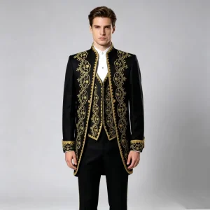 Customization Wedding Dress Blazer Suits Adult Men Stage Cosplay Costume Embroidery Jacket Vest Coat Pants Trouser Set