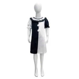 Customized Circus Clown Halloween Cosplay Costume, White and Black