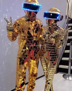 Customized Gold Punk Mirror Costume Acrylic Performance Stage Show Halloween Party Cosplay Costume