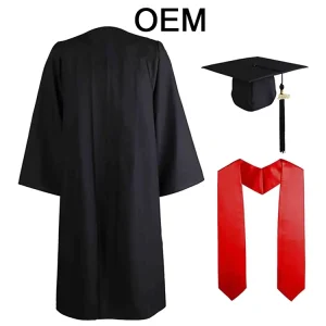 Customized Matte University Graduation Cap And Gown Toga Set For Bachelor Graduation Ceremony