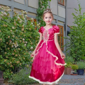 Customized Peach Princess Cosplay Dress Costume for Girls, Halloween