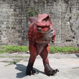 Customized Red Velociraptor Dinosaur Costume Role-Play Prop with Animatronic Motion for Festivals, Parties, Theme Park Parades