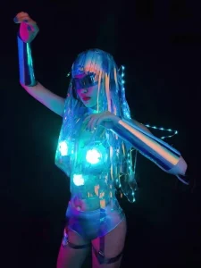 Customized Stage Dance Performance Costumes for Adults Gogo Tech savvy Mechanical Girl LED Illuminated Five pointed Star Set