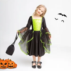 Cute Kids Fancy Dress Fairytale Witch Role Playing Dress Halloween Costumes for Girls