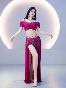 Dancing Clothing Suit with Small Sequin for Stage Performance Belly Dance