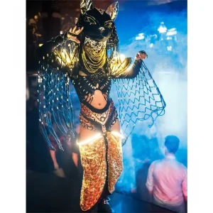 Dark Horse Cat Cyberpunk Gogo Performance Costume for Women