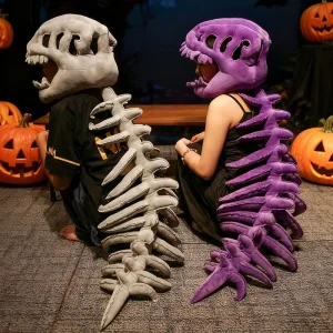 Dinosaur Skeleton Plush Hat Costume Cosplay Toy for Kids and Adults