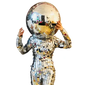Disco Ball Mirror Shining Stage Performance Suits Jumpsuit for Party DJ Club Show Dance Costumes