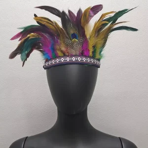 Diyiya Theatrical Feather Headband Headdress Long Chief Crown Women’s Adult Halloween Costume Cosplay Customized Color Custom