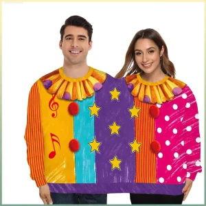 Double-Sided Clown Couple Printed Sweatshirt Costume