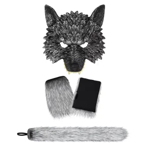 Dragon Costume Set with Wolf Pattern Gloves and Tail Cosplay Props